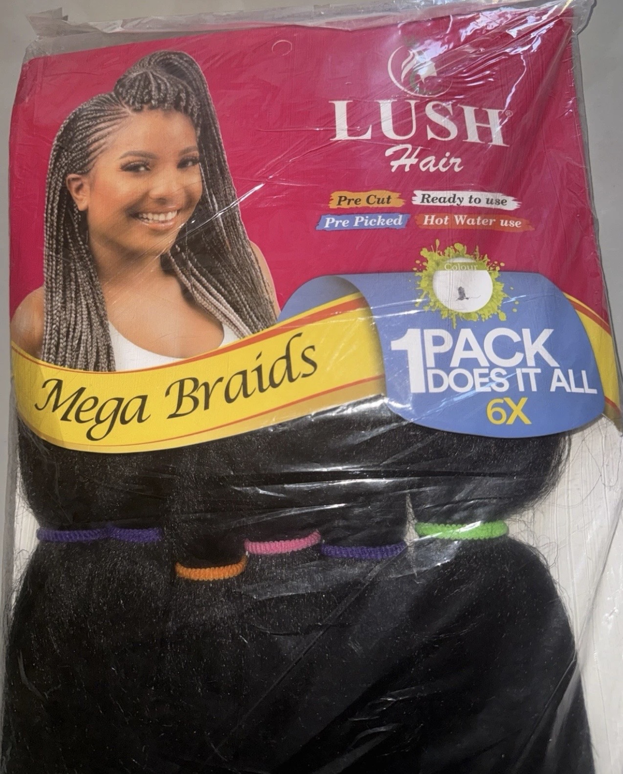 Lush Hair Mega Braids 55-inch Pre-Cut and Pre-Picked Extensions
